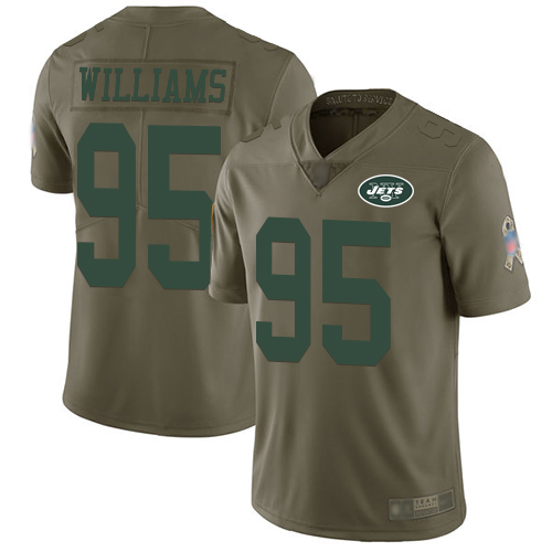 New York Jets Limited Olive Youth Quinnen Williams Jersey NFL Football #95 2017 Salute to Service->youth nfl jersey->Youth Jersey